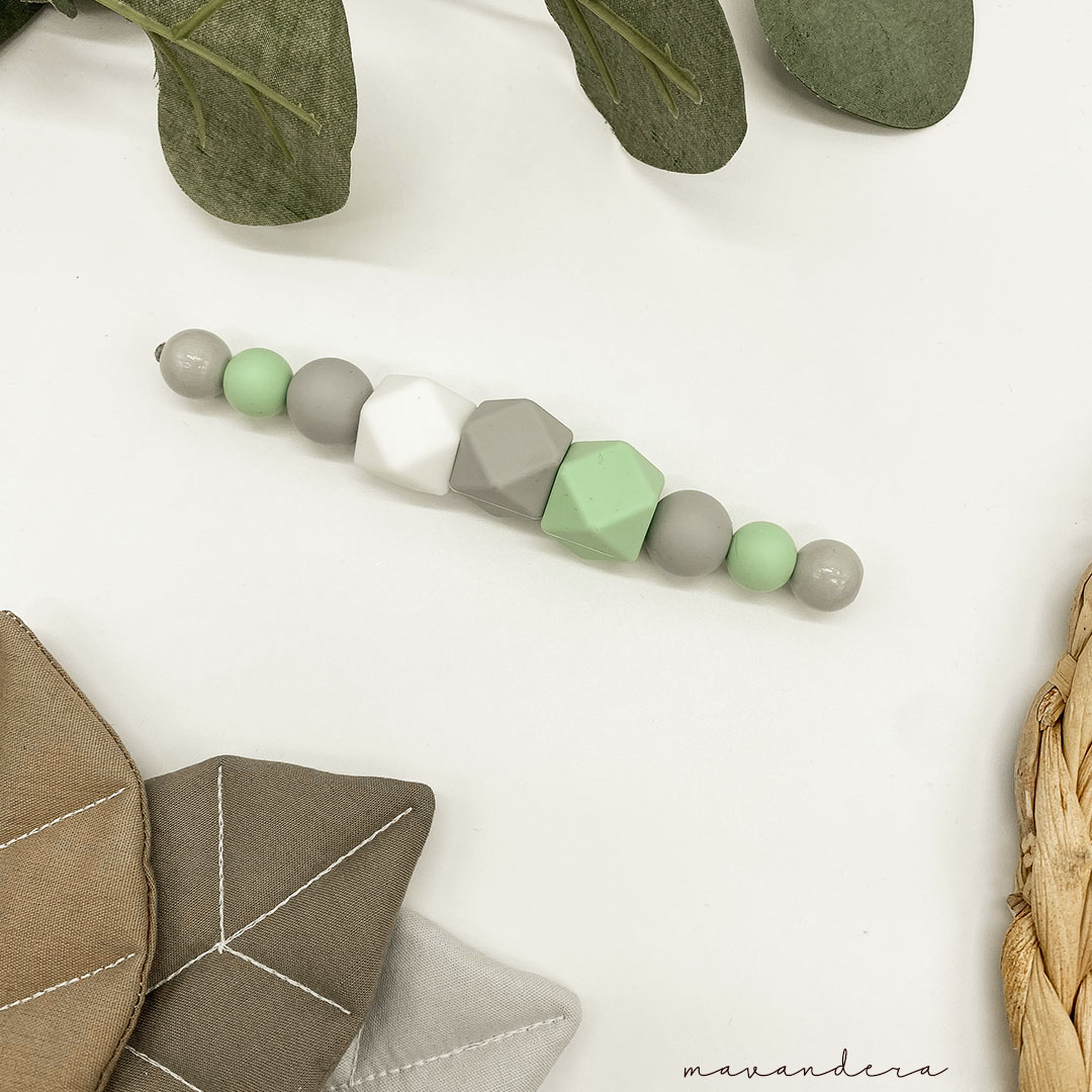 01-6830 Zahnungswurmi-Weiß-Grau-mint Zahnungswurmi Weiss | Grau | Mint – Bild 1