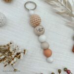 Schlüsselanhänger Häkel  | peach - Wunschgravur