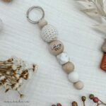 Schlüsselanhänger Häkel  | beige.marble - Wunschgravur