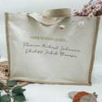 Jute Tasche | OMA/MAMA ist die Beste + Kindernamen Rückseitig – Bild 2