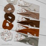 Cross Stirnband - handmade | Vintage flowers beige braun retro + Scrunchie – Bild 11