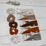 Cross Stirnband - handmade | Vintage flowers beige braun retro + Scrunchie – Bild 2