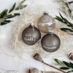 Weihnachtskugel 6 cm Echtglas - grau | Aufdruck nach Wunsch