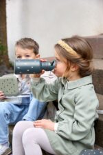 Edelstahl Kinder Trinkflasche - Happy Prints, Dunkelblau | Gravur Name möglich – Bild 4