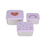 Snackbox Kinder (3er Set) - Edelstahl Brotdose Happy Rascals, Herz