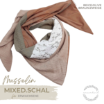 mixed schal - BEIGE:OLIVE:CAPPUCCINO:ZWEIGE