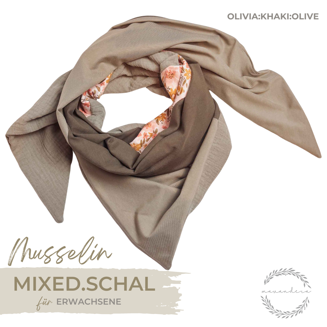 Musselin mixed OLIVIA_KHAKI_OLIVE mixed schal - OLIVIA:OLIVE:KHAKI – Bild 1