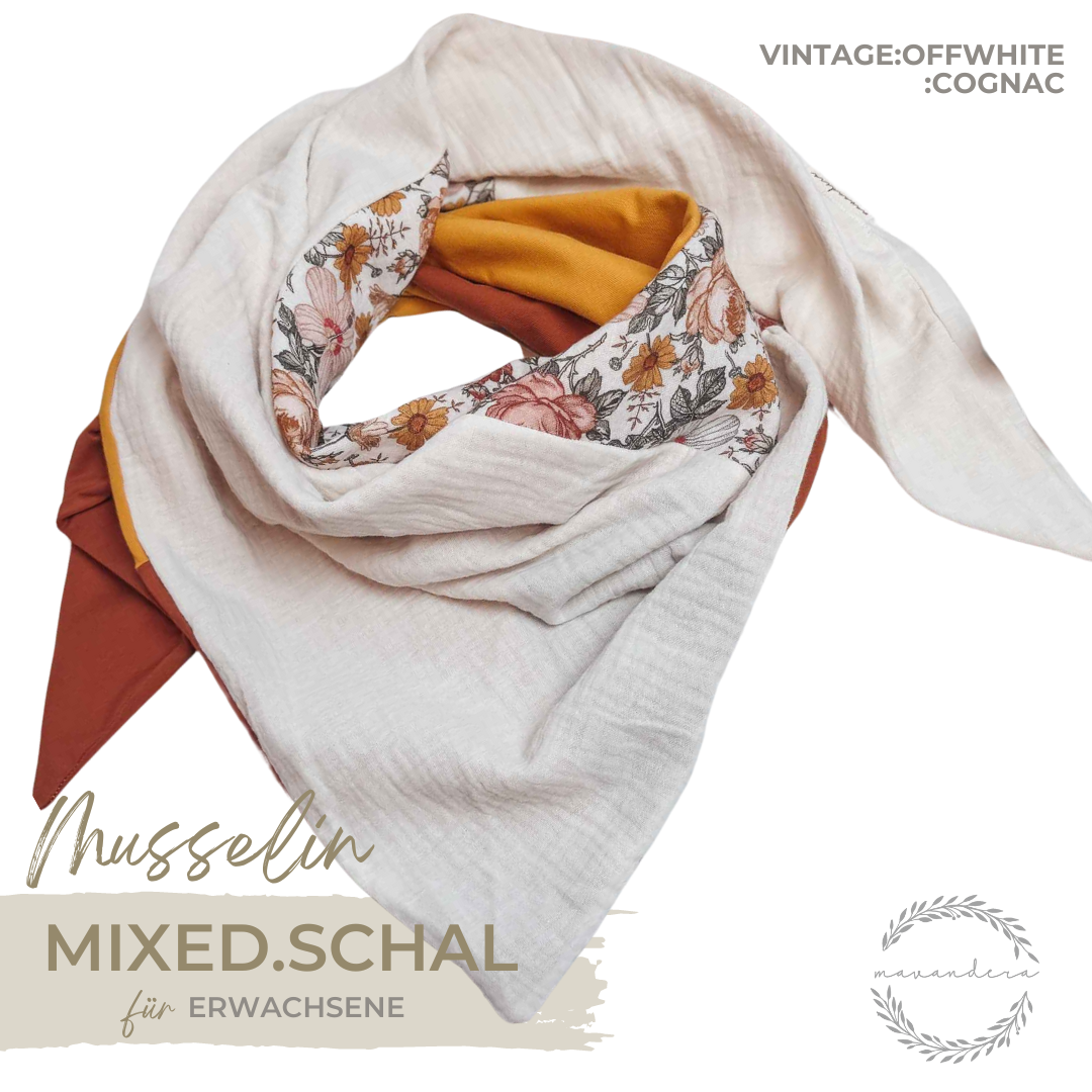 mixed schal - VINTAGE:OFFWHITE:SENF:COGNAC – Bild 1