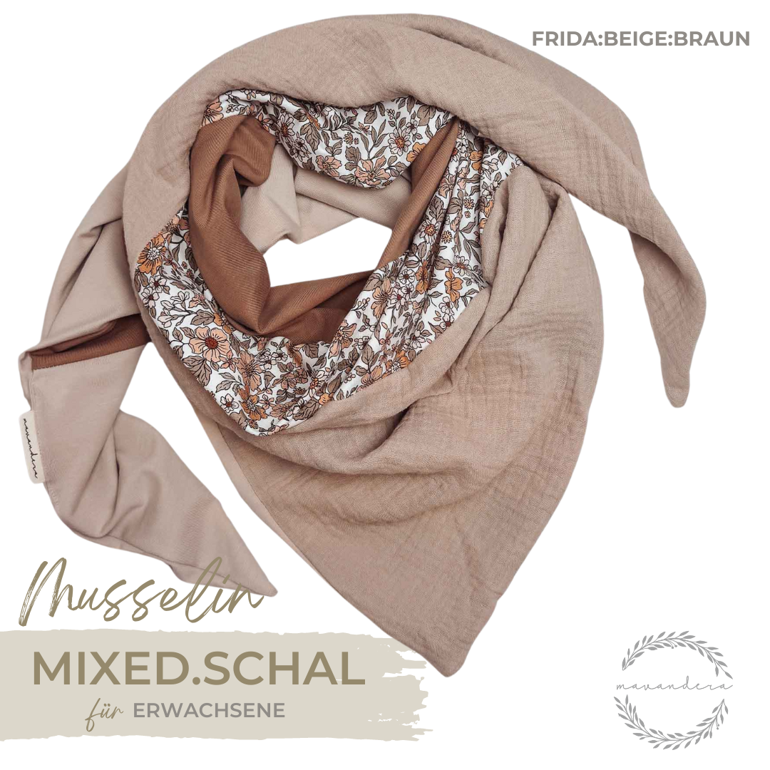 Musselin mixed frida beige braun mixed schal - FRIDA:BEIGE:CAPPUCCINO – Bild 1