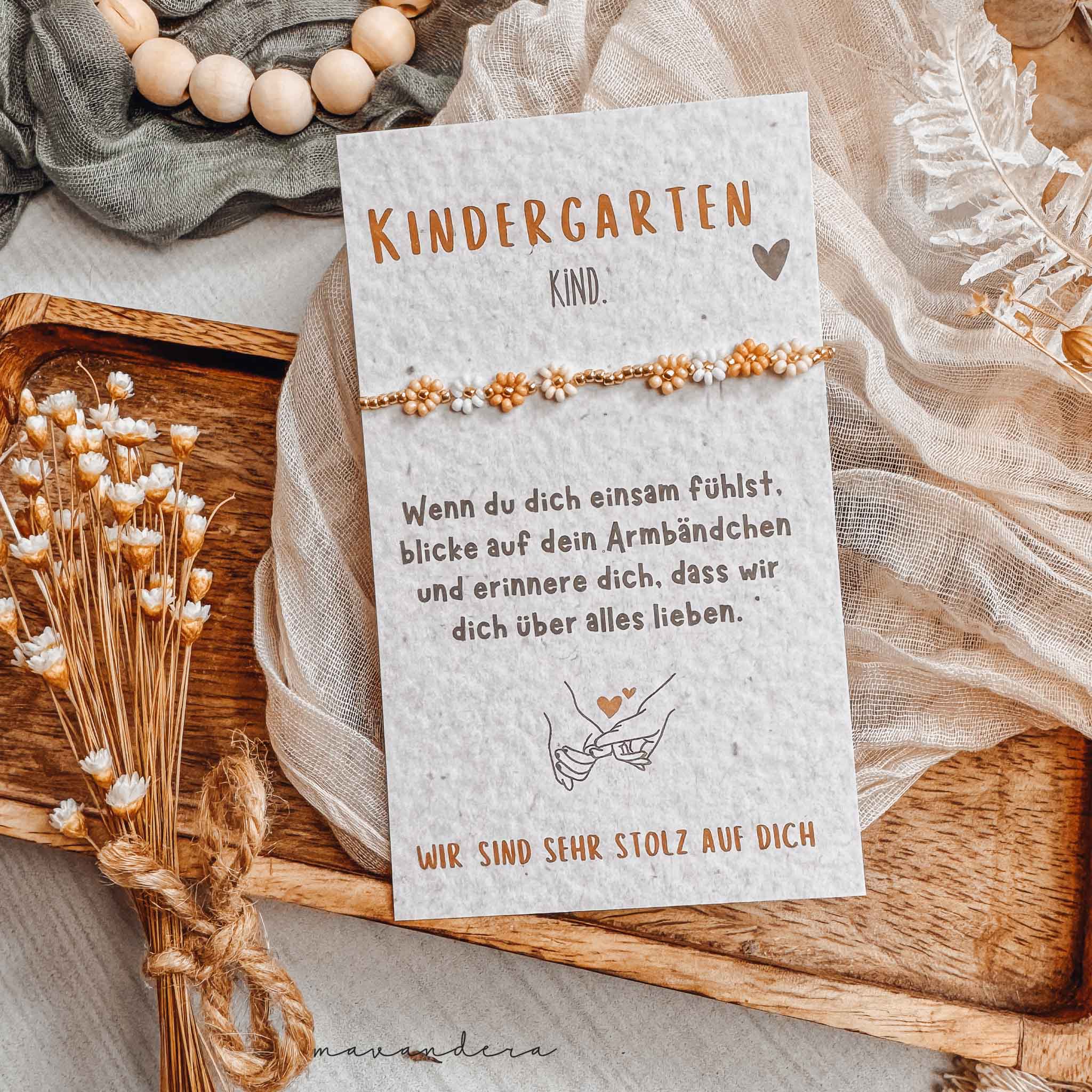 Kiga Armband Blumen beige Kindergartenkind - Armband mit Karte | Blumen beige – Bild 1