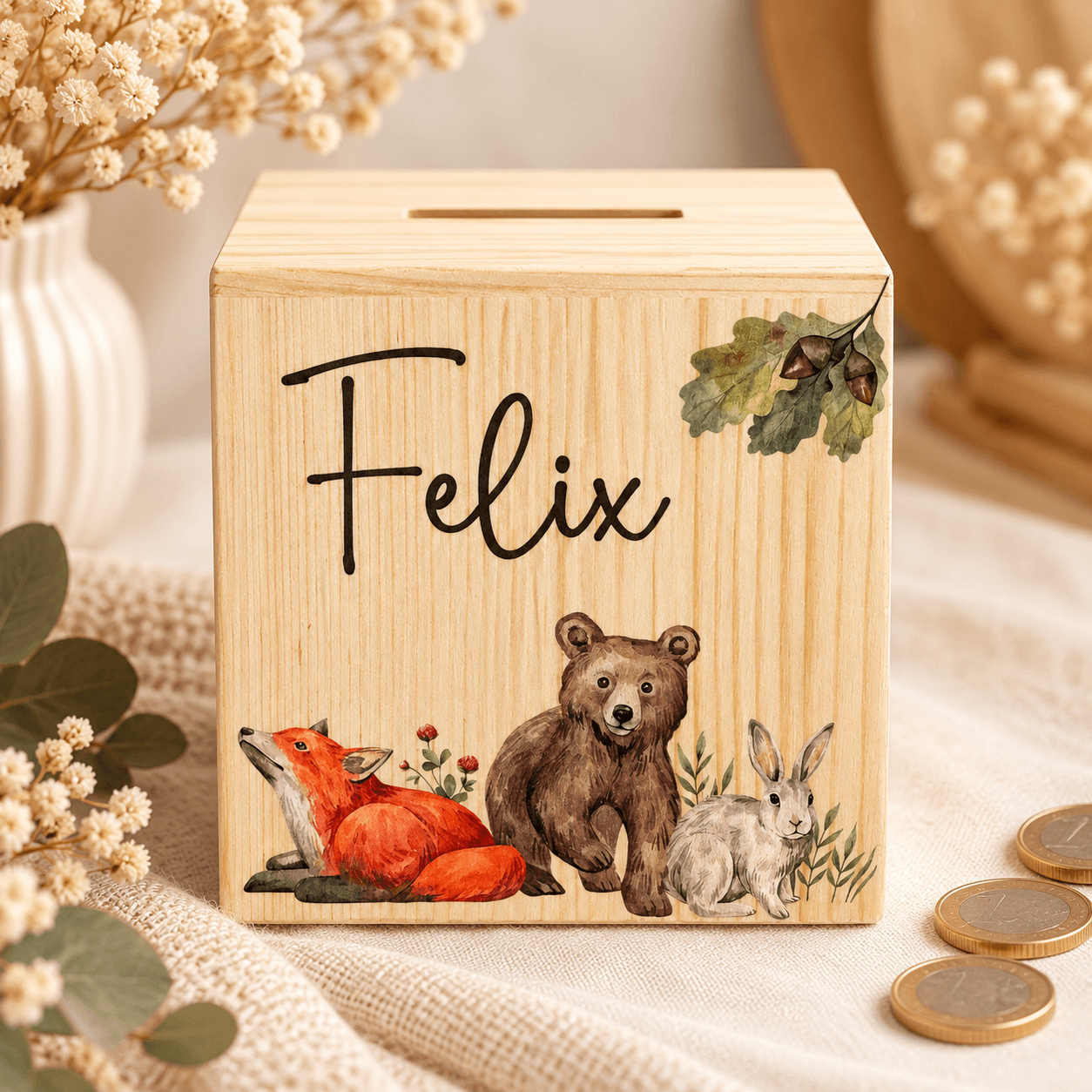 Waldtier-Sparbox „Felix“-2 Spardose - Waltiere "Leo" – Bild 1