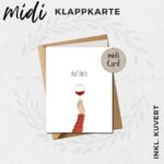 Auf Dich Weinglas | Klapp-Karte inkl. Briefumschlag - midi