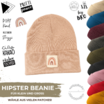 Hipster Beanie mit Patch für Klein & Groß