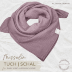 Musselin Tuch | Schal - ALTROSA.dunkel | Halstuch für Babys, Kinder & Erwachsene aus Baumwolle