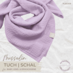 Musselin Tuch | Schal - FLIEDER | Halstuch für Babys, Kinder & Erwachsene aus Baumwolle