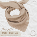 Musselin Tuch | Schal - SAND | Halstuch für Babys, Kinder & Erwachsene aus Baumwolle