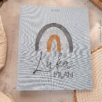 Leinenordner - LUKA - Rainbow blau | Geburtsurkunde - Zeugnisse - Dokumente