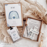 Geschenkbox Taufe inkl. Kreuz - blau | Geldgeschenk liebevoll verpacken - Personalisierung – Bild 3