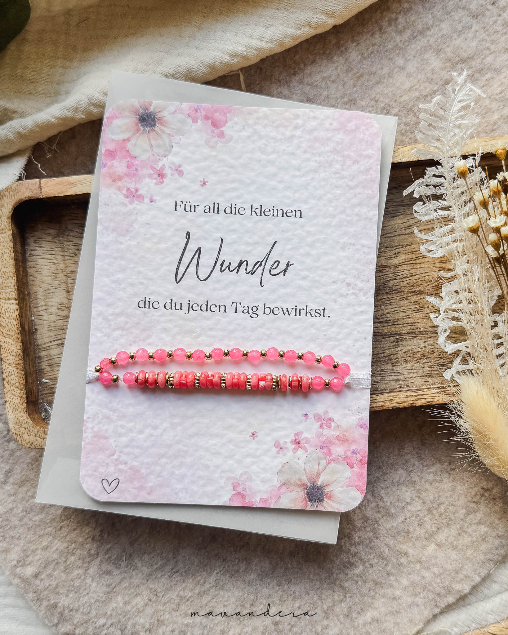 Wunder - Pink Armband Armband inkl. Karte | frei wählbar (Copy) – Bild 1