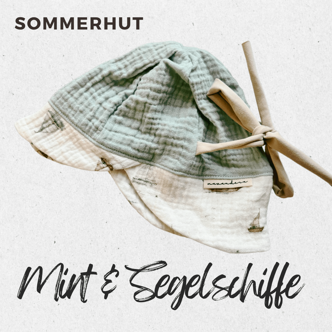 Sommerhut Segelschiffe Mint Sommerhut - Musselin | Mint & Segelschiffe – Bild 1