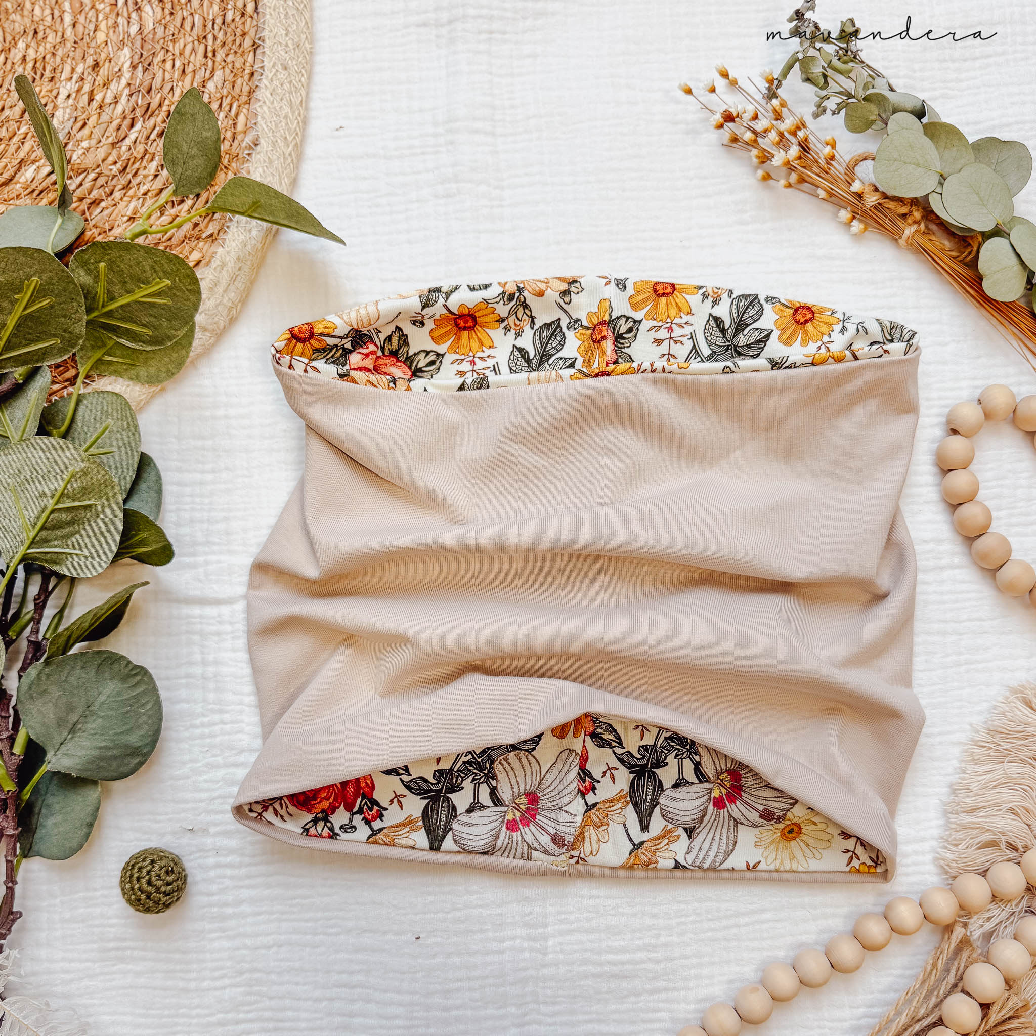 Loop-beige vintage Loop | Wende Schal - beige|vintage (+Beanie) – Bild 1