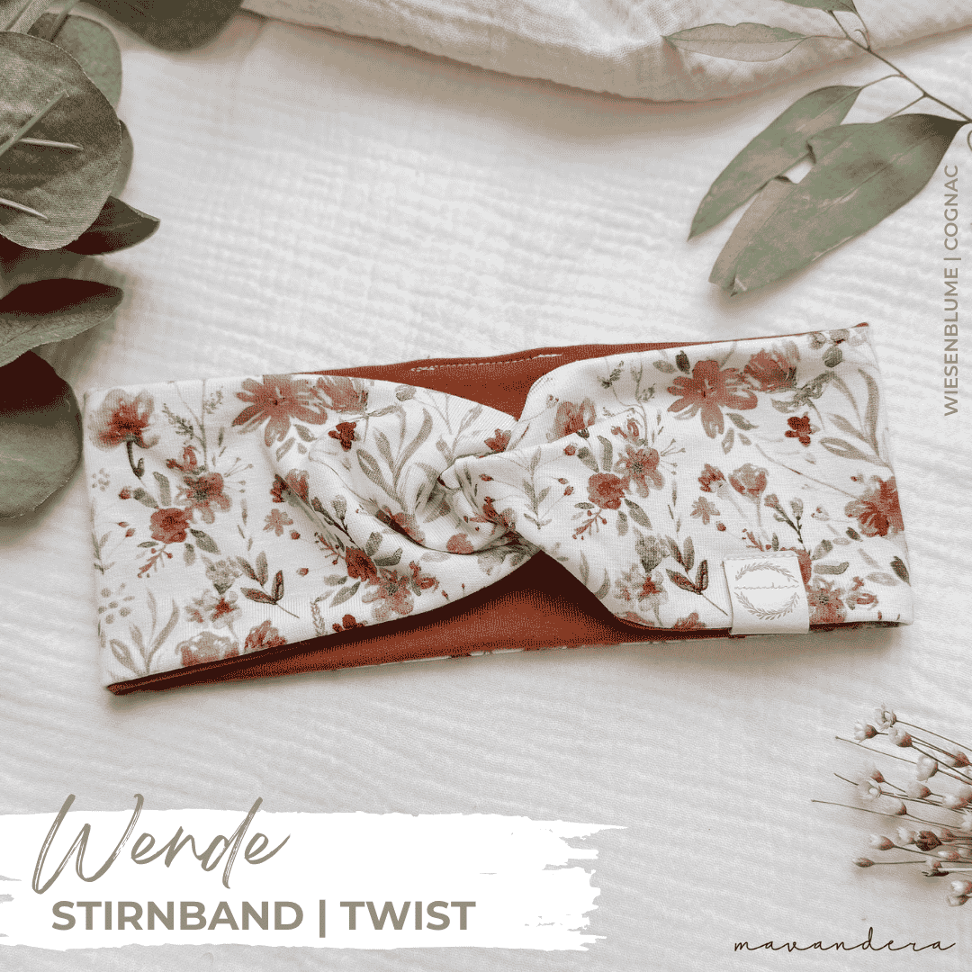 Wende Cognac Wiesenblume2 WENDE - Twist | Stirnband - WIESENBLUME.Cognac – Bild 1