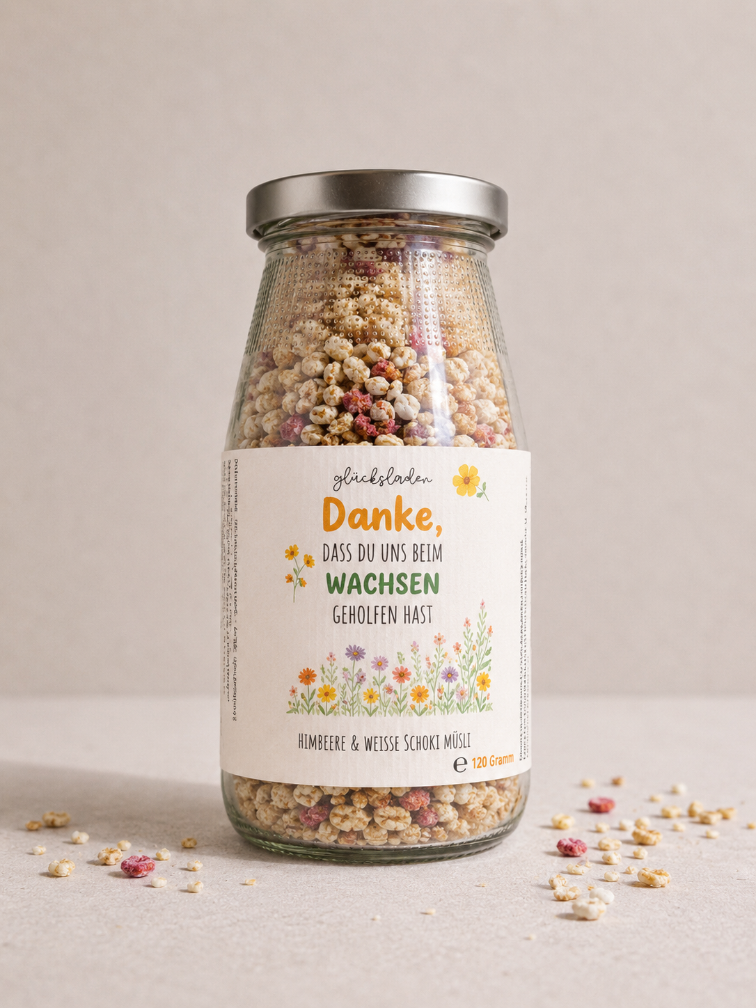 DANKE Müsli DANKE dass du uns beim WACHSEN geholfen hast - Müsli | Himbeeren weiße Schoki - Knuspermüsli – Bild 1