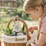 Personalisiertes Osterkörbchen mit Anhänger | handgeflochtenes Weidenkörbchen