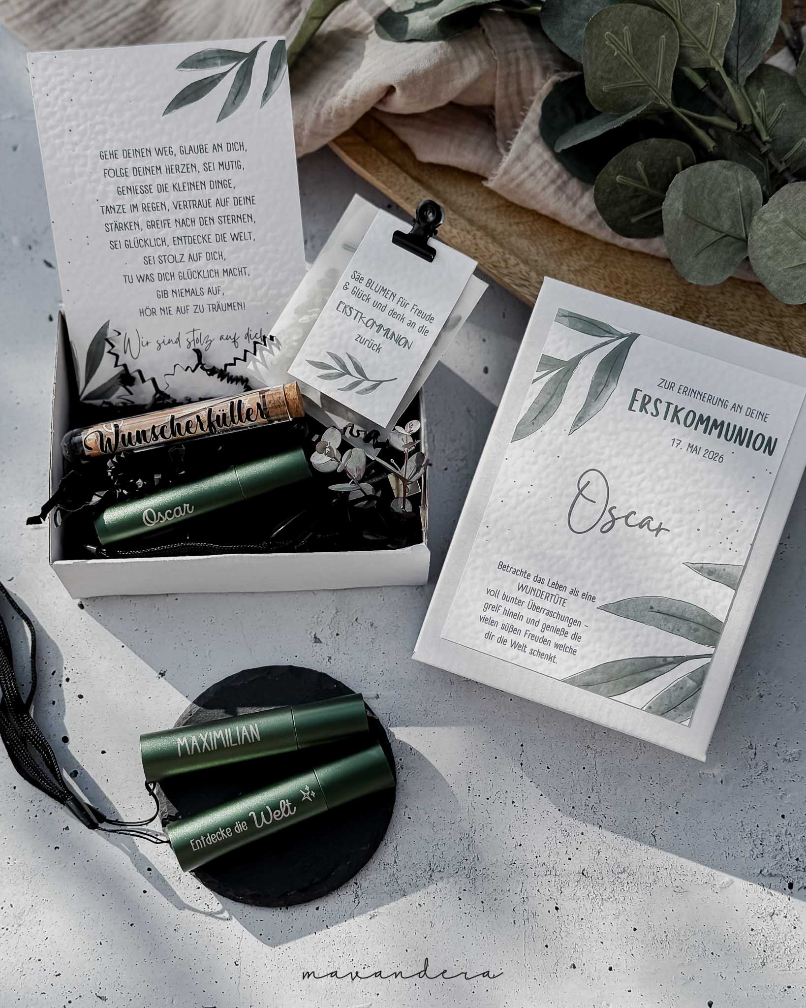 Box OSCAR Taschenlampe-3 NEU: Personalisierte Geschenkbox 'OSCAR' | mit Alu LED Taschenlampe – Geldgeschenk zur Erstkommunion, Firmung oder Geburtstag – Bild 1