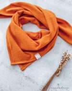 Musselin Tuch | Schal - ORANGE | Halstuch für Babys, Kinder & Erwachsene aus Baumwolle – Bild 2