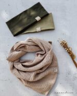 SHOP THE LOOK | #5 SAND + OLIVE oder KHAKI | Kombi aus Beanie oder Stirnband & Musselin Schal