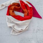mixed schal - "LOVE" | Mixed Musselin Jersey Dreiecksschal Damen – mehrfärbig | Öko-Tex zertifiziert | offwhite:red:orange:pink