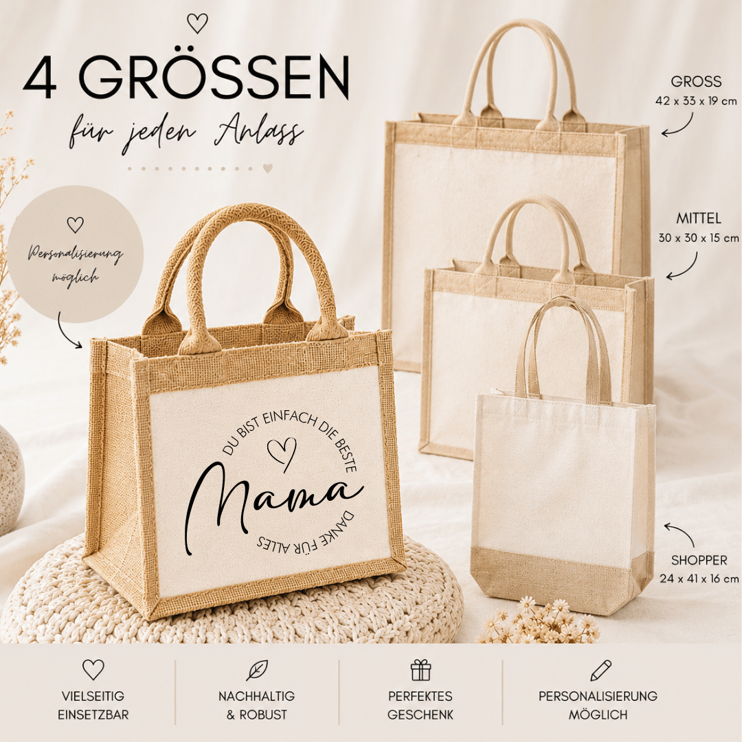 Mama DAnke für alles Jute Tasche | MAMA - Danke für alles - verschiedene Größen & Personalisierung möglich – Bild 1