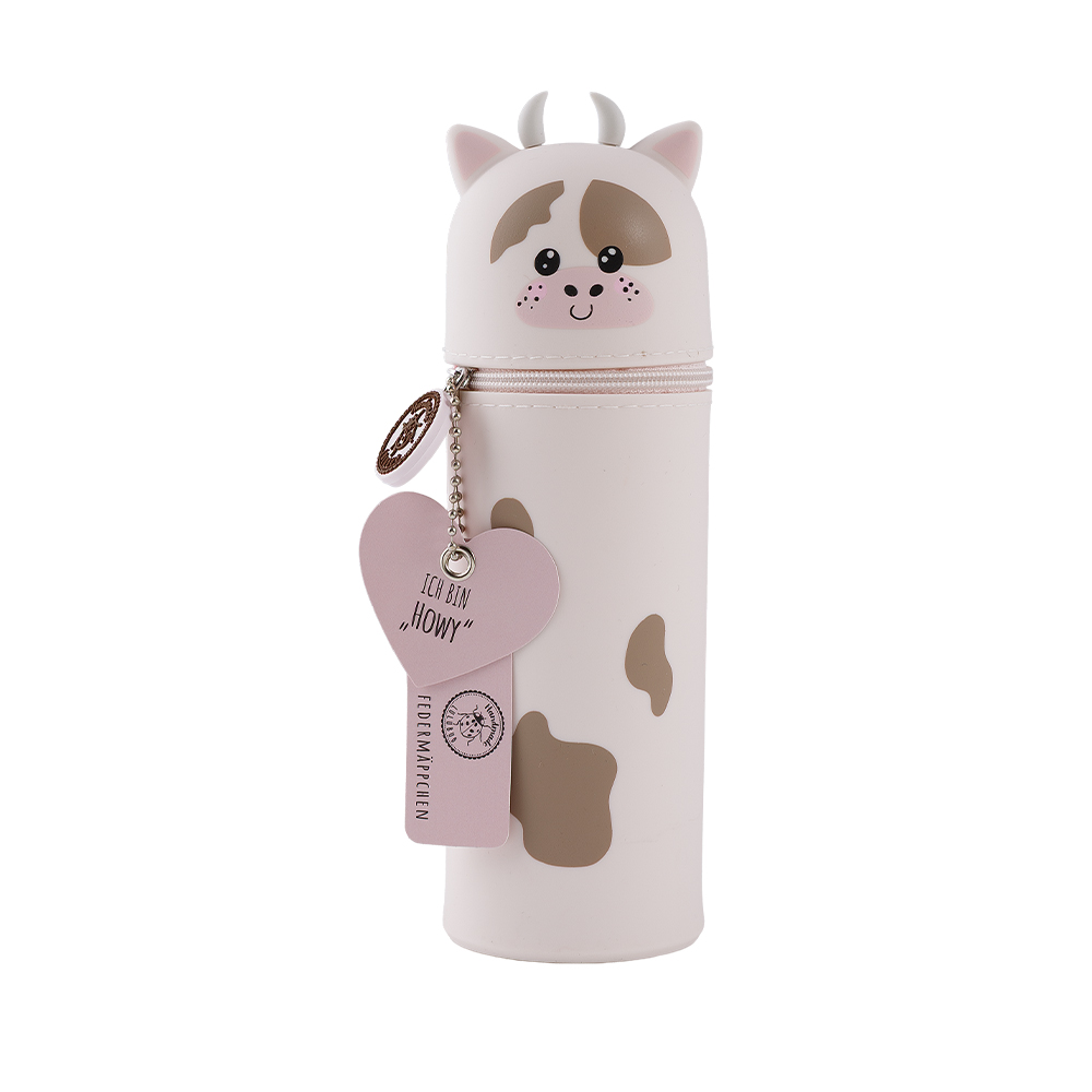 Maeppchen-Howy-front_-2 Lustiges Tiermäppchen aus Silikon - „Kuh Howy“ | Stifte Etui – Bild 1