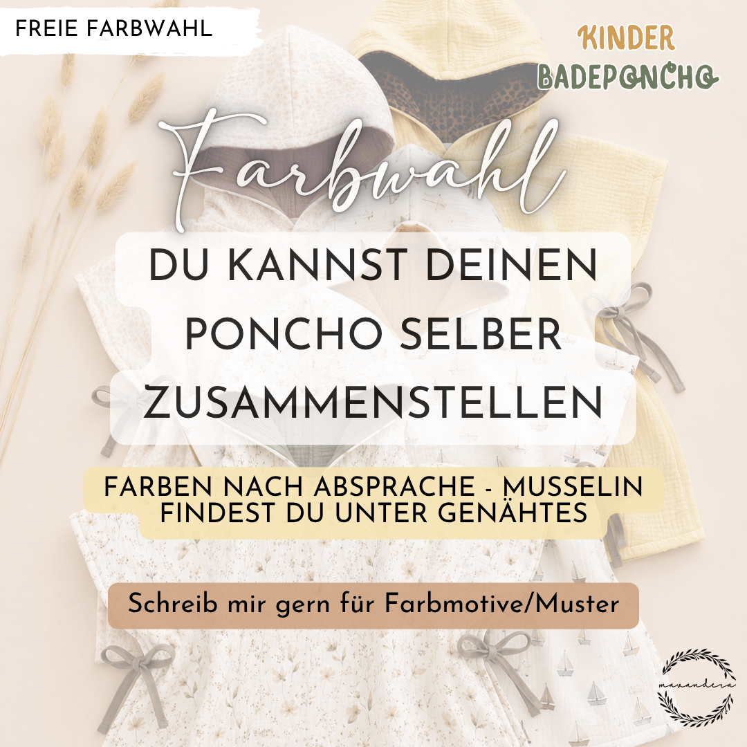 Poncho Farbwahl Musselin Bade Poncho KINDER - Freie Farbwahl – Bild 1