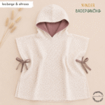 Musselin Bade Poncho KINDER | Leo beige & altrosa dunkel