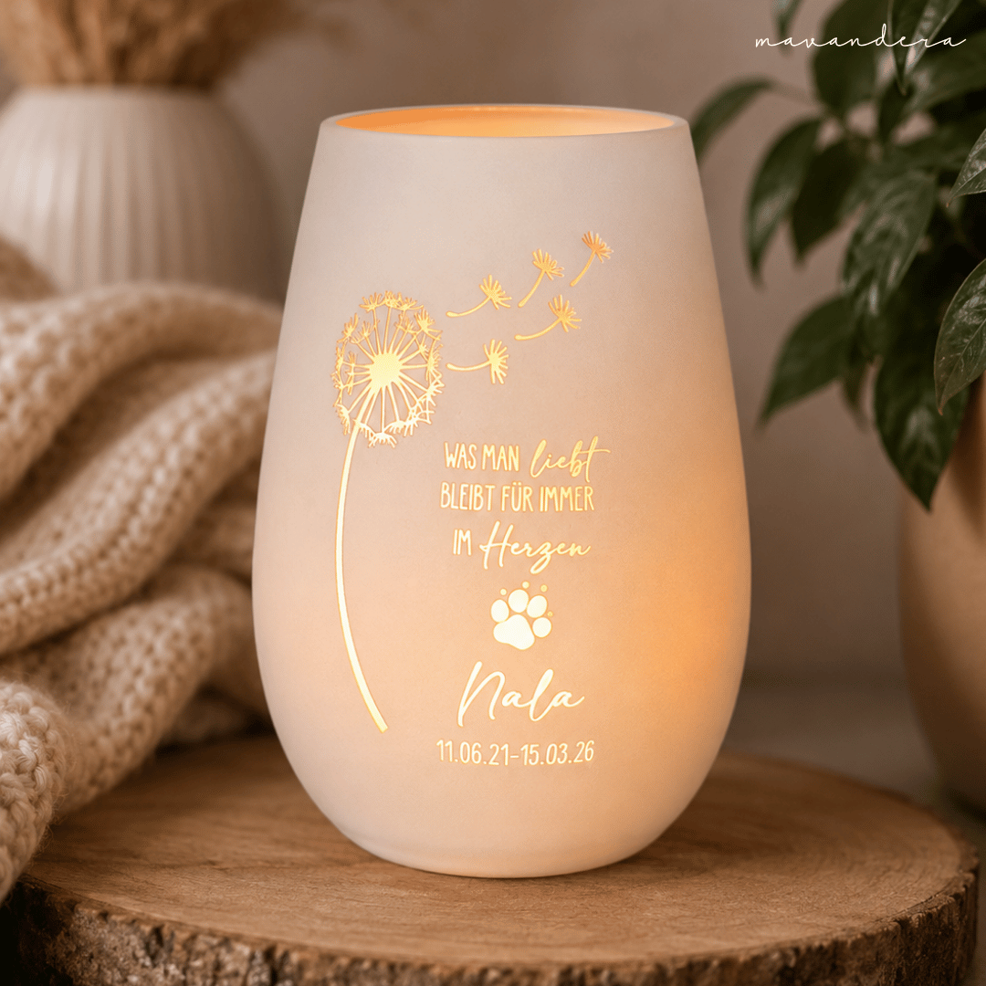Windlicht _Nala Windlicht | Trauerlicht - Design 'NALA' - personalisiert mit Wunschgravur – Bild 1