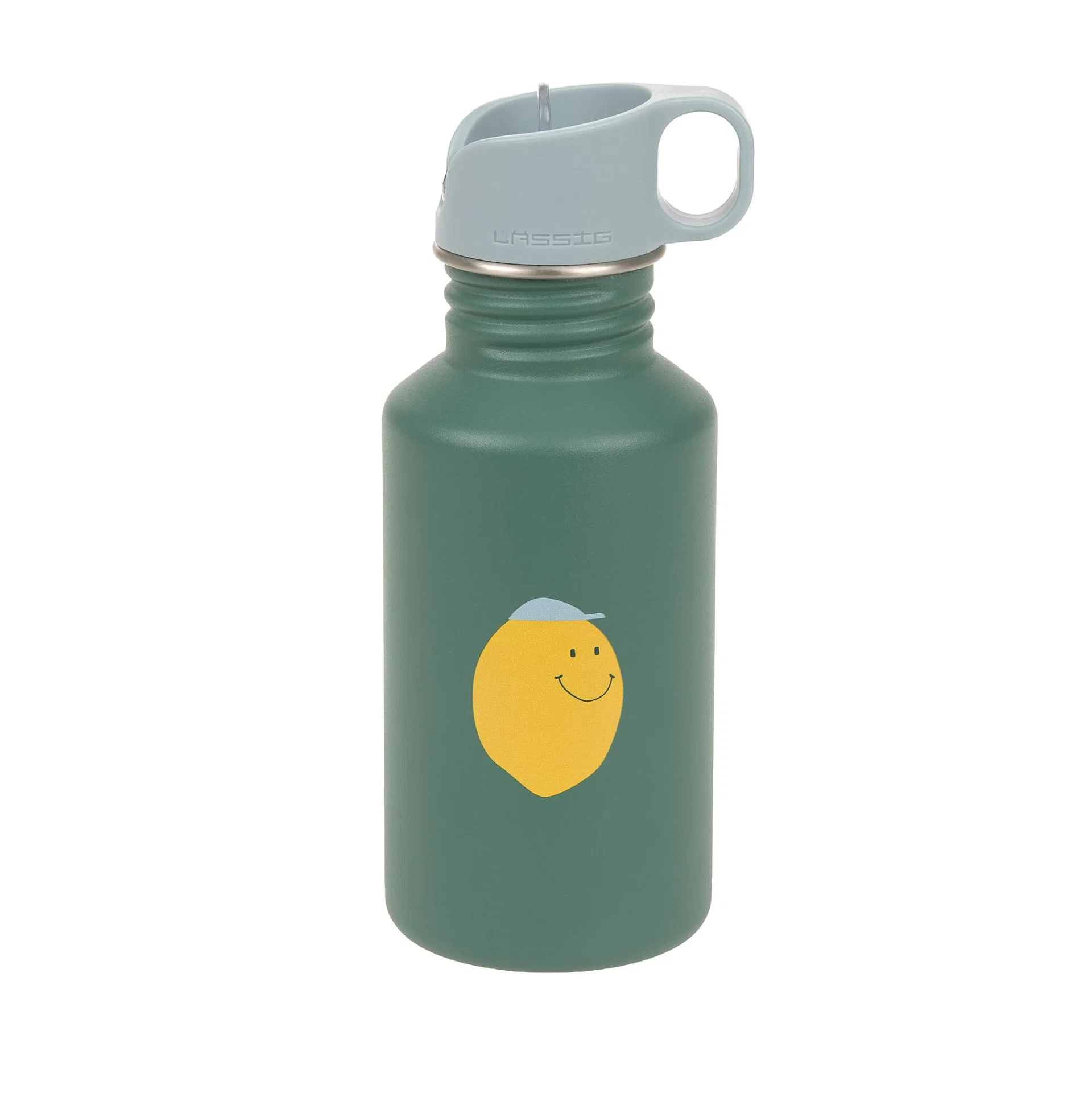 12100284008_1.jpg Edelstahl Kinder Trinkflasche - HAPPY FRUITS, ZITRONE 500 ml | Gravur Name möglich – Bild 1