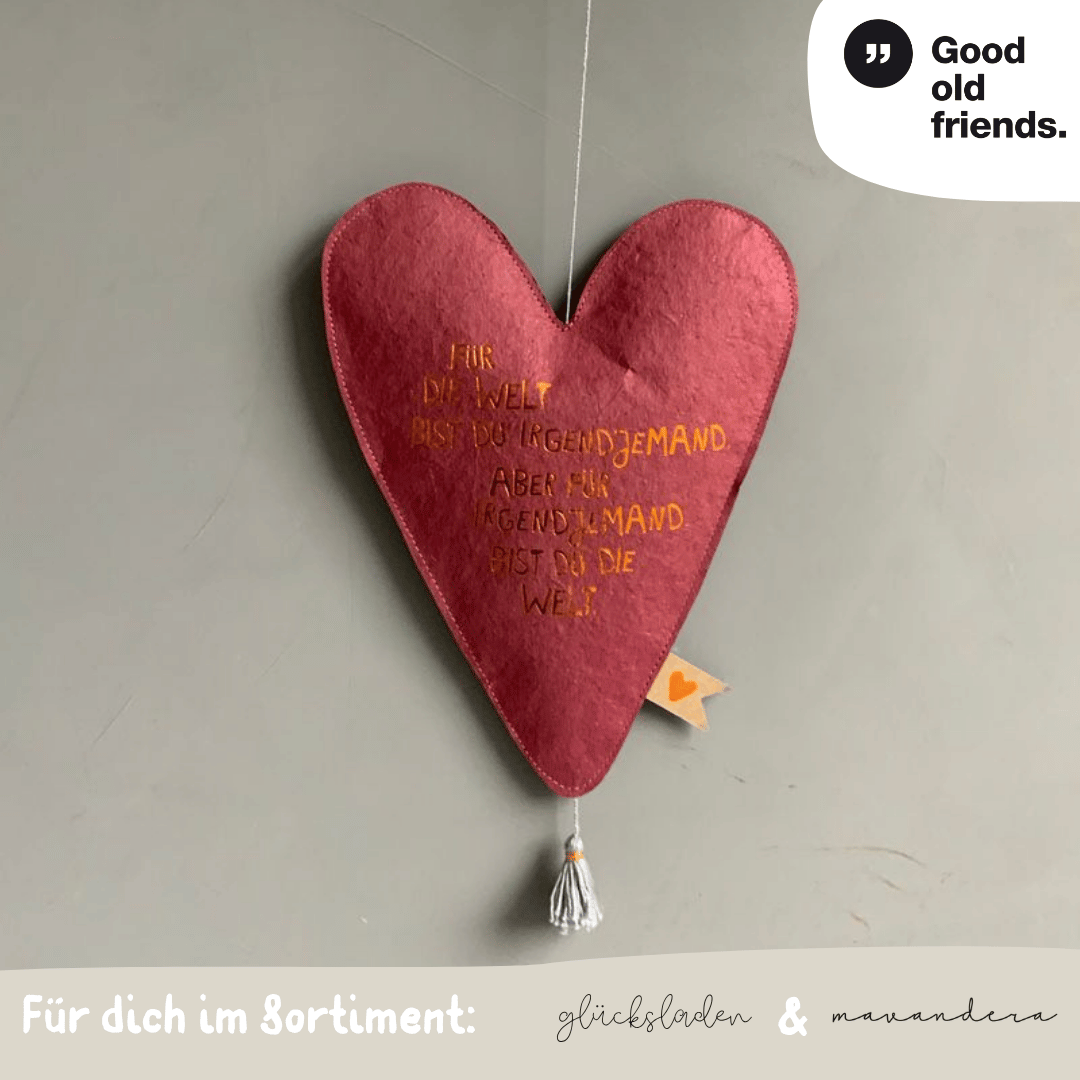 15561 Papierherzen genäht | Für die Welt bist Du Irgendjemand, aber für Irgendjemand bist du die Welt - good old friends – Bild 1