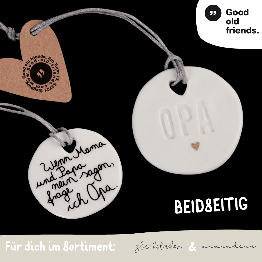 16212 Famlien Taler beidseitig | OPA - Porzellan mit Spruch - good old friends – Bild 1