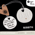 Famlien Taler beidseitig | TANTE - Porzellan mit Spruch - good old friends