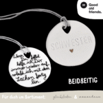 Famlien Taler beidseitig | SCHWESTER - Porzellan mit Spruch - good old friends
