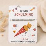 Schulkind #neu – Armband mit Karte | Perlen Pastell