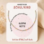Schulkind #neu – Halskette mit Glücks-Karte | Perlen Pastell