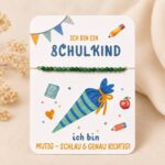Schulkind #neu – Armband mit Karte | Perlen grün