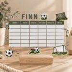 Stundenplan "Finn" - Fussball | mit Holzständer - Personalisiert & Wiederbeschreibbar