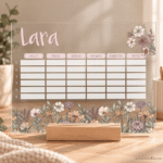 Stundenplan "Lara" - Blumen  | mit Holzständer - Personalisiert & Wiederbeschreibbar