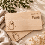 Kinder-Jausenbrett aus Holz –  Pinguin - personalisiert mit Liebe