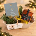 Weihnachtliches Geschenk Körbchen 3 "Winterduft" - mit Tiroler Salz in Keramiktopf & Bonbons, weihnachtlicher Deko & Kärtchen