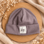 RIB Beanie *new* - Altrosa dunkel | mit Patch nach Wahl - Baby, Kinder, Erwachsene